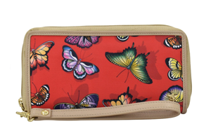 Anuschka Fabric with Leather Trim Wristlet Travel Wallet